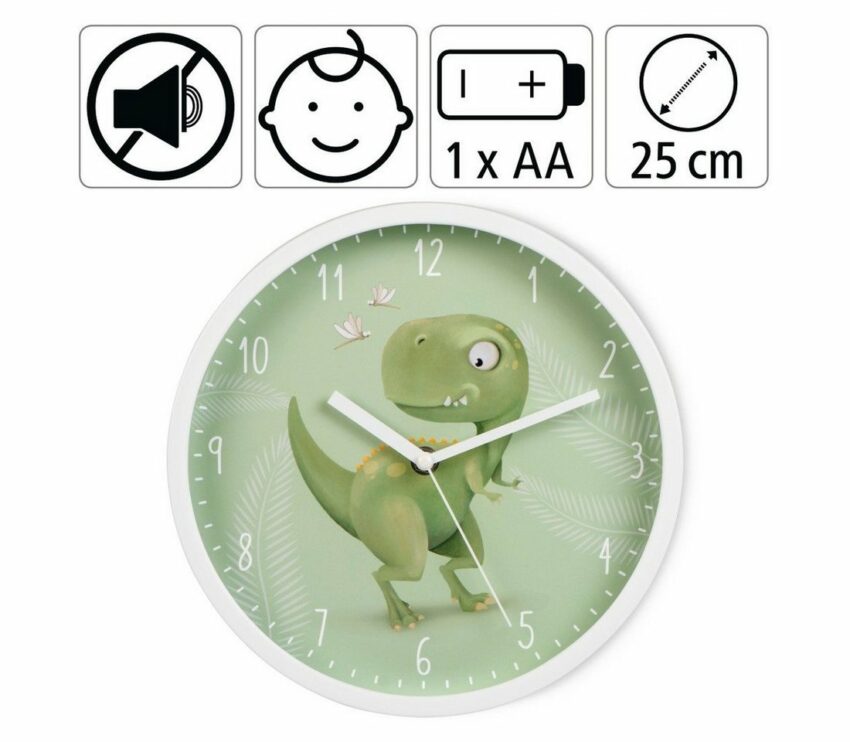 Hama Wanduhr »Uhr« (Happy Dino", Ø 25 cm, geräuscharm)-Uhren-Ideen für dein Zuhause von Home Trends
