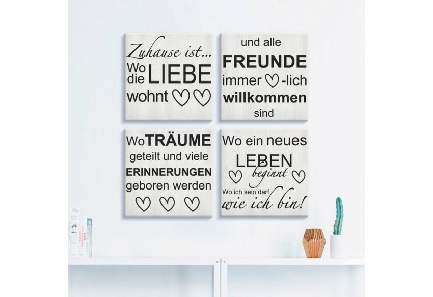 Artland Leinwandbild »Wo die Liebe wohnt 1-4«, Sprüche & Texte (4 Stück)-Bilder-Ideen für dein Zuhause von Home Trends