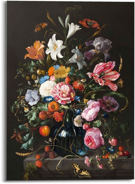 Reinders! Glasbild »Glasbild Stilleben mit Blumen Mauritshuis - Alte Meister - Berühmte Gemälde - Schmetterling«, Blumen (1 Stück)-Bilder-Inspirationen