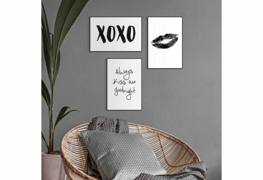 Reinders! Wandbild »Kußmund Modern - Minimalistisch - Lippen«, (3 Stück)-Bilder-Ideen für dein Zuhause von Home Trends