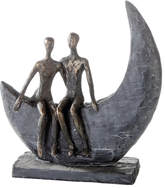 Casablanca by Gilde Dekofigur »Skulptur Moon« (1 Stück), Dekoobjekt, Höhe 24 cm, Pärchen, mit Spruchanhänger, Wohnzimmer-Figuren-Inspirationen