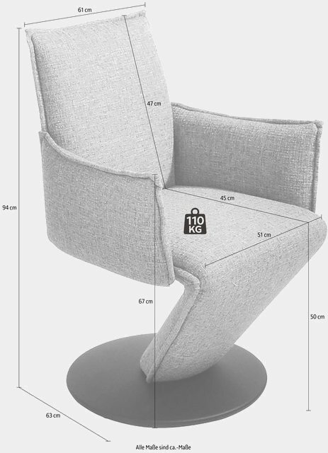 K+W Komfort & Wohnen Drehstuhl »Drive«, Sessel mit federnder Sitzschale, Drehteller in Metall schwarz Struktur-Stühle-Inspirationen