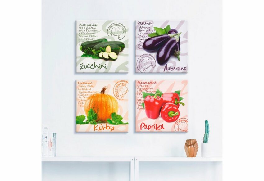 Artland Leinwandbild »Zucchini, Aubergine, Kürbis, Paprika«, Lebensmittel (4 Stück)-Bilder-Ideen für dein Zuhause von Home Trends