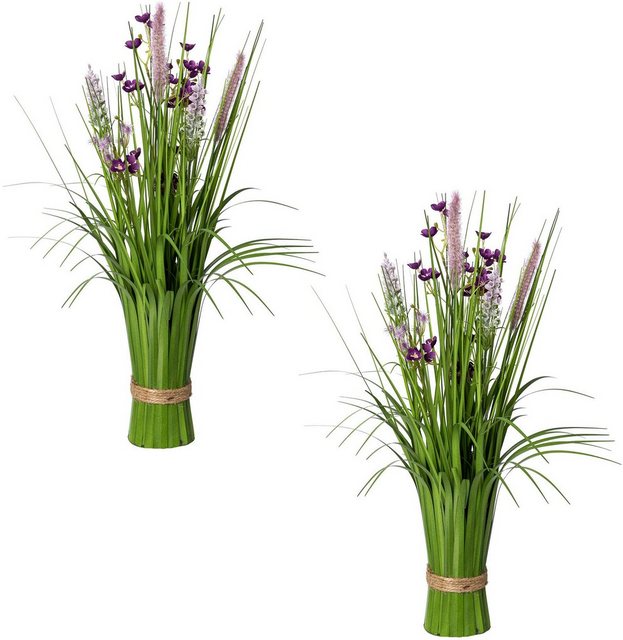 Kunstgras »Stehgras-Busch mit Blüten«, Creativ green, Höhe 48 cm, im 2er Set-Kunstpflanzen-Inspirationen