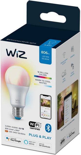 WiZ »WiZ Wi-Fi BLE 60W A60 E27 922-65 RGB 1PF/6« LED-Leuchtmittel, E27, 1 Stück, Farbwechsler, Kreieren Sie mit Wiz Tunable White LED Lampen smarte Beleuchtung für Ihren Alltag.-Leuchtmittel-Inspirationen