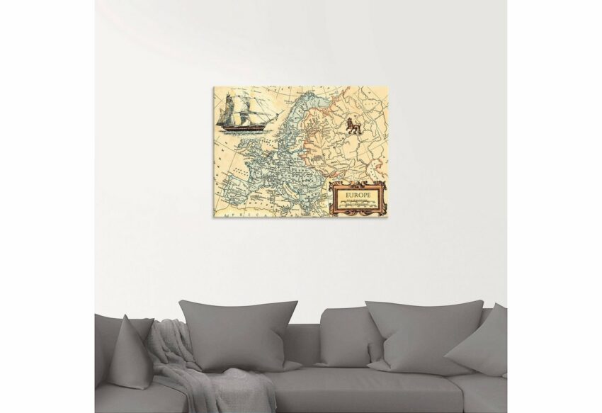 Artland Glasbild »Europakarte«, Landkarten (1 Stück)-Bilder-Ideen für dein Zuhause von Home Trends