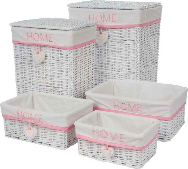 Home affaire Wäschekorb »Home« (Set, 5 Stück), weiß/pink-Wäschesammler-Inspirationen
