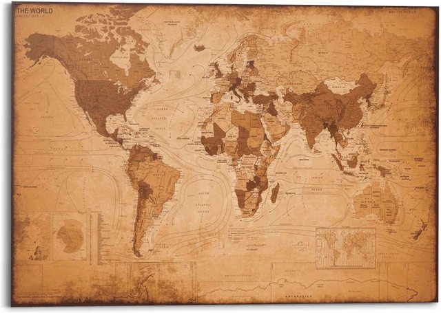 Reinders! Wandbild »Wandbild Weltkarte Vintage - Landkarte - Kontinente«, Weltkarte (1 Stück)-Bilder-Inspirationen