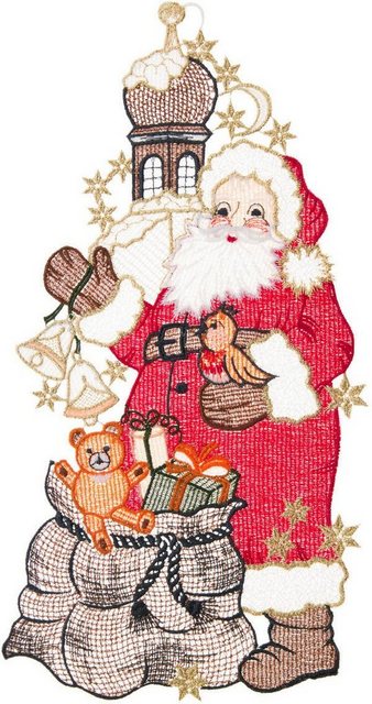W. Reuter & Sohn - Plauener Spitze® Fensterbild »Fensterbild "Santa Claus"(langer Mantel) farbig«-Bilder-Inspirationen
