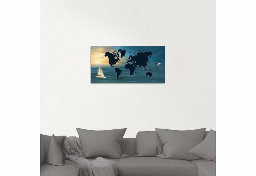 Artland Glasbild »Weltumsegelung mit Weltkarte«, Landkarten (1 Stück)-Bilder-Ideen für dein Zuhause von Home Trends