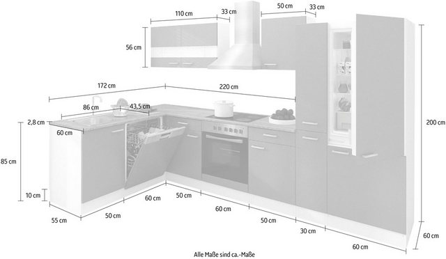 RESPEKTA Winkelküche »Hamm«, mit E-Geräten, Stellbreite 310 x 172 cm-Küchenzeilen-Inspirationen