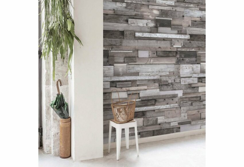 Bodenmeister Fototapete »3d Effekt Holzwand Vintage grau«-Tapeten-Ideen für dein Zuhause von Home Trends