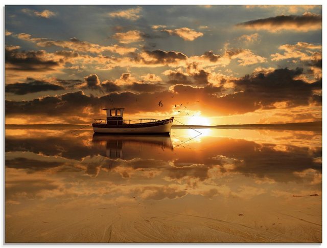 Artland Glasbild »Das Fischerboot im Sonnenuntergang«, Boote & Schiffe (1 Stück)-Bilder-Inspirationen
