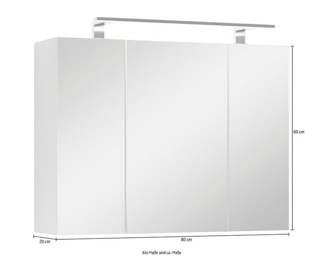 byLIVING Spiegelschrank »Spree« Breite 80 cm, 3-türig, mit LED Beleuchtung und Schalter-/Steckdosenbox, mit praktischen Ablageböden-Schränke-Inspirationen