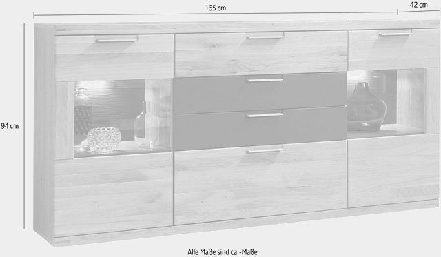 Innostyle Sideboard »Bianco«, 2 Glas-/Holztüren, 4 Schubkästen, inkl. LED-Beleuchtung-Sideboards-Inspirationen