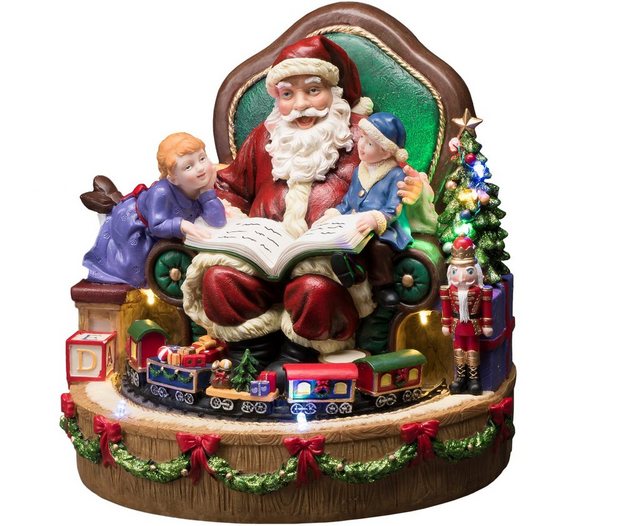 KONSTSMIDE LED-Dekofigur (1 Stück), LED Szenerie Weihnachtsmann mit Kindern und Zug, 8 klassischen Weihnachtsliedern-Figuren-Inspirationen