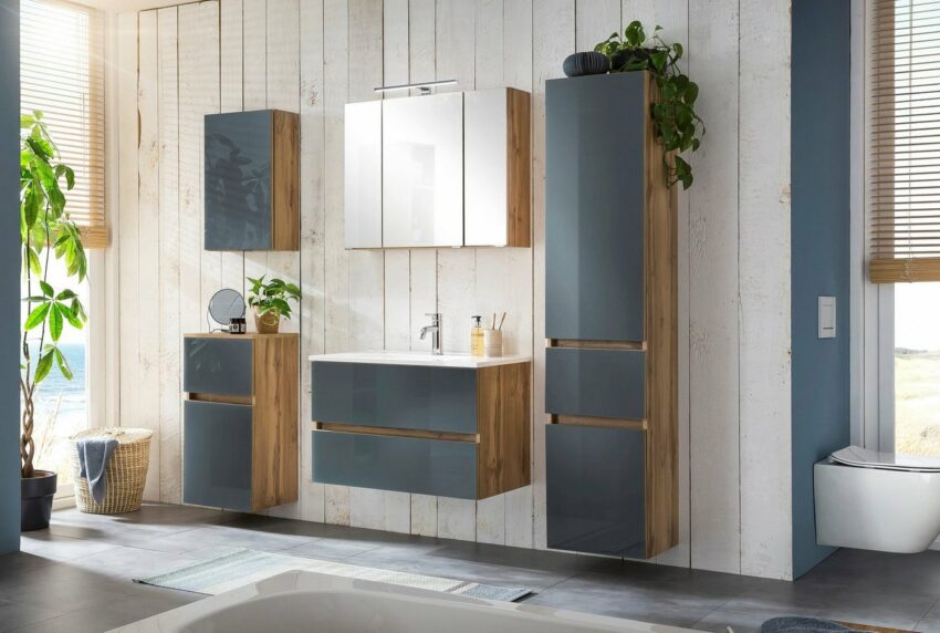 HELD MÖBEL Badezimmer-Set »Horki«, (Set, 5-St), bestehend aus Waschtisch-Set mit Seitenschrank, Breite 160 cm-Badmöbel-Sets-Ideen für dein Zuhause von Home Trends