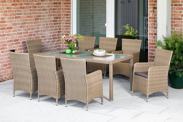 MERXX Garten-Essgruppe »Lipari«, (9-tlg), 8 Sessel mit Sitzkissen und Tisch-Gartenmöbel-Sets-Inspirationen