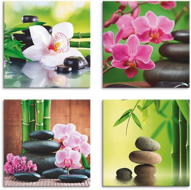 Artland Leinwandbild »Spa Bambus Zweige Zen Steine«, Zen (4 Stück)-Bilder-Inspirationen