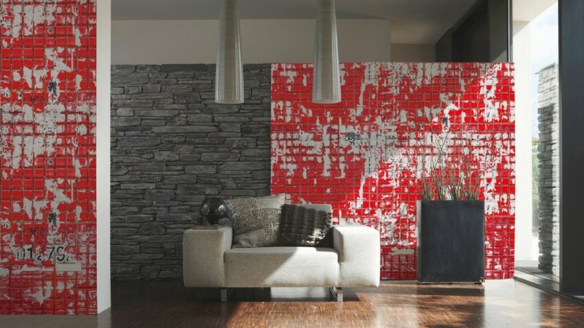 Architects Paper Fototapete »Old Tiles Red«, (Set, 4 St), Fliesen in Vintage Optik, Vlies, glatt-Tapeten-Ideen für dein Zuhause von Home Trends