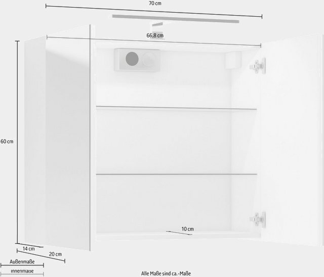 Homexperts Spiegelschrank »Salsa« Breite 70 cm, mit LED-Beleuchtung & Schalter-/Steckdosenbox-Schränke-Inspirationen