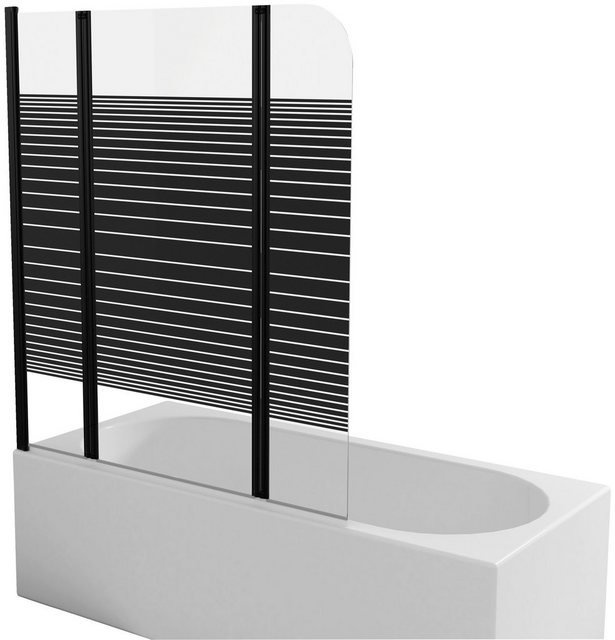 Marwell Badewannenfaltwand »BLACK LINES«, Einscheibensicherheitsglas, (3 tlg), mit Sichtschutz, Breite: 125 cm-Badewannenaufsätze-Inspirationen
