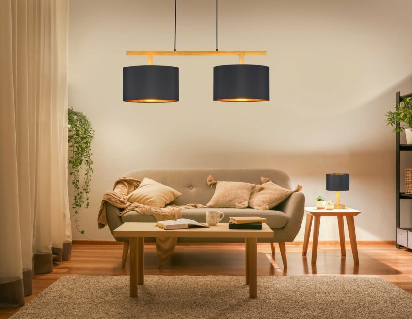 Home affaire Tischleuchte »Marleen«, Massivholz, Stoffschirm in der Farbkombination Schwarz/Gold-Lampen-Ideen für dein Zuhause von Home Trends