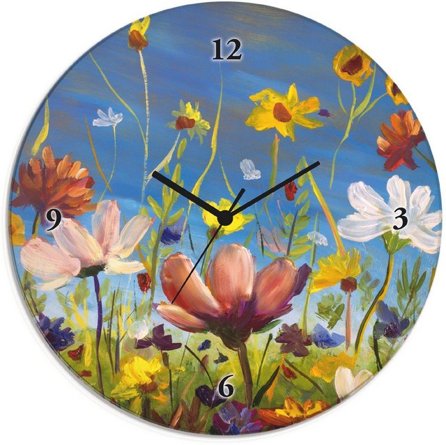 Artland Wanduhr »Glasuhr rund Wildblumenwiese«-Uhren-Inspirationen