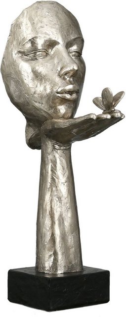 GILDE Dekofigur »Skulptur Desire, antikfinish« (1 Stück), Dekoobjekt, Höhe 34 cm, Frau mit Schmetterling, bronze- oder silberfarben, mit Spruchanhänger, Wohnzimmer-Figuren-Inspirationen