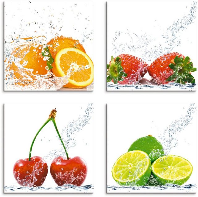 Artland Leinwandbild »Früchte mit Spritzwasser«, Lebensmittel (4 Stück)-Bilder-Inspirationen