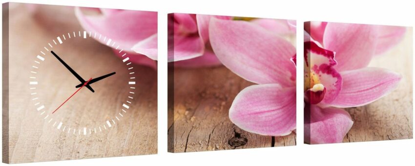 Conni Oberkircher´s Bild mit Uhr »Pink Flower - Pink Orchidee«, Orchidee (Set), mit dekorativer Uhr, Blumen-Bilder-Ideen für dein Zuhause von Home Trends