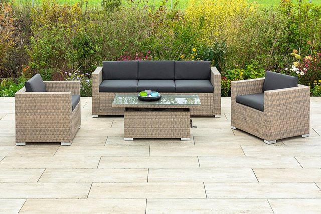 MERXX Gartenlounge-Set »Bellante«, (4-tlg), 2 Sessel, Sitzbank, ausziehbarer Tisch, mit Auflagen-Gartenmöbel-Sets-Inspirationen