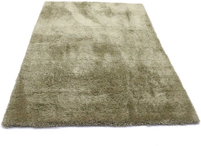 Wollteppich »Shaggy Teppich handgewebt grün«, morgenland, rechteckig, Höhe 25 mm-Teppiche-Inspirationen