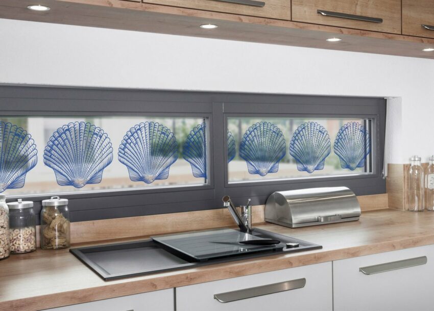 Fensterfolie »Look Shells blue«, MySpotti, halbtransparent, glatt, 200 x 30 cm, statisch haftend-Fensterfolien-Ideen für dein Zuhause von Home Trends