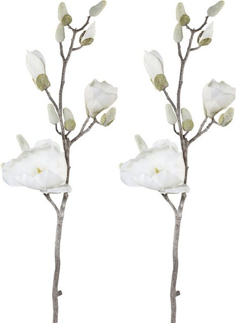 Kunstzweig Magnolie, Creativ deco, Höhe 84 cm, 2er Set, mit geeister Optik-Kunstpflanzen-Inspirationen