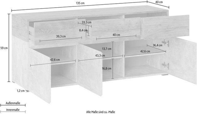 my home Lowboard »Rimini«, Breite 135 cm-Lowboards-Inspirationen