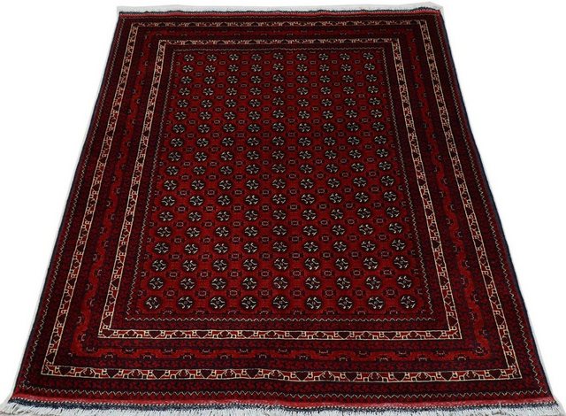 Wollteppich »Afghan Durchgemustert Rosso scuro 196 x 147 cm«, morgenland, rechteckig, Höhe 0,7 mm, Handgeknüpft-Teppiche-Inspirationen