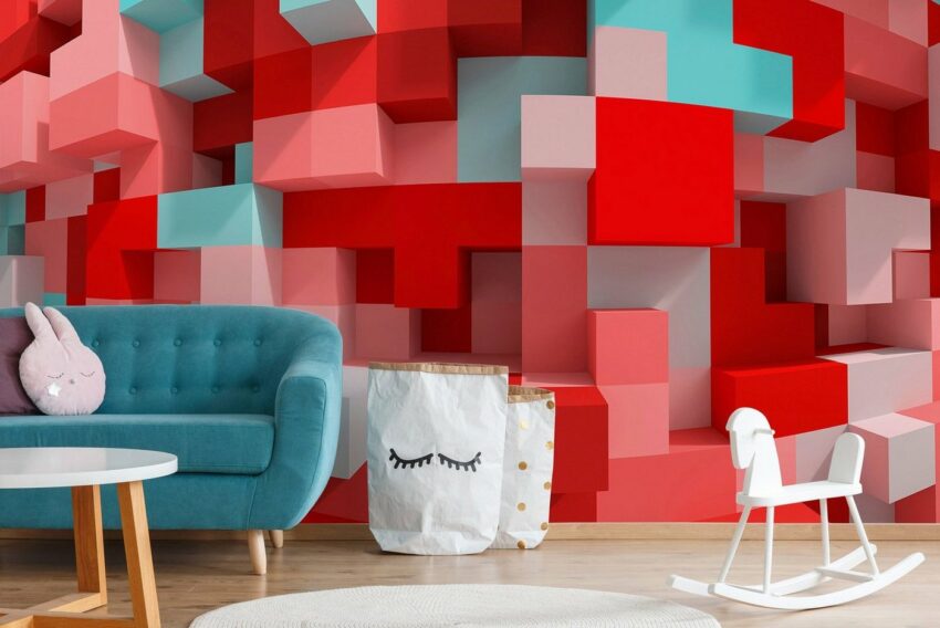 Architects Paper Fototapete »3D Cubes Red«, (Set, 5 St), 3D Optik, Vlies, glatt-Tapeten-Ideen für dein Zuhause von Home Trends