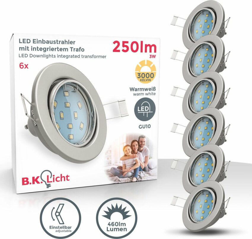 B.K.Licht LED Einbauleuchte »Hila«, LED Einbaustrahler schwenkbar inkl. 3W 250 Lumen GU10 3.000K 6er SET-Lampen-Ideen für dein Zuhause von Home Trends