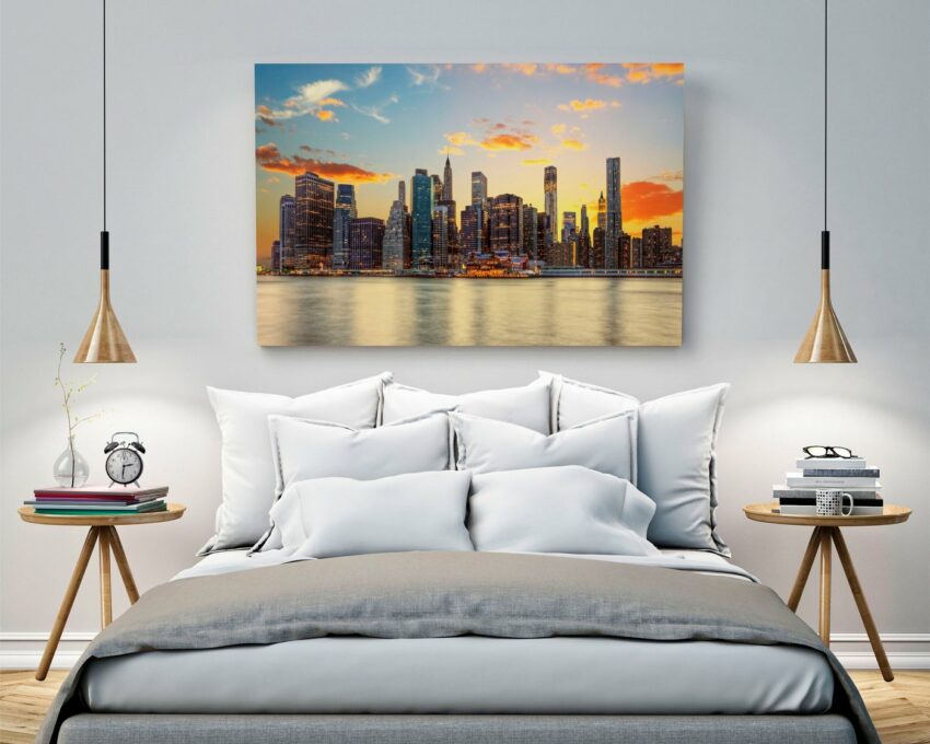 Conni Oberkircher´s Bild »Big City 3 - Sunset - Großsstadt - Sonnenuntergang«, Skyline, Metropole, Fluß-Bilder-Ideen für dein Zuhause von Home Trends