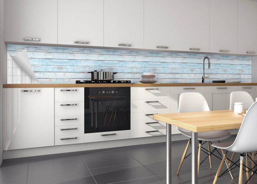 MySpotti Küchenrückwand »fixy Wood light blue«, selbstklebende und flexible Küchenrückwand-Folie-Küchenrückwände-Ideen für dein Zuhause von Home Trends