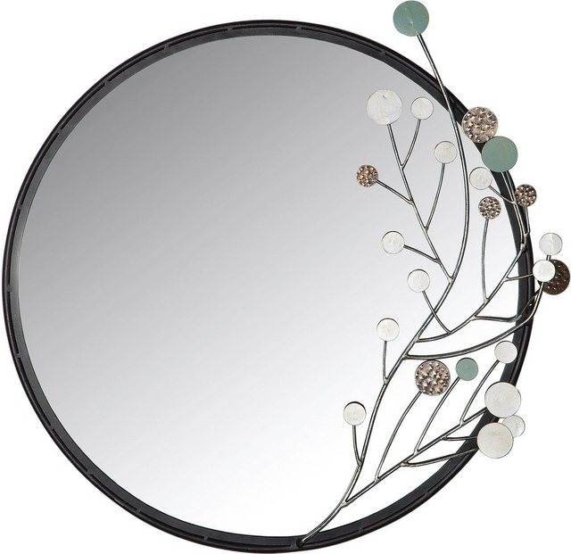 GILDE Wandspiegel »Twig, silber« (1-St), Dekospiegel, handgefertigt, aus Metall, rund, Ø 65 cm, dekorativ im Wohnzimmer & Schlafzimmer-Spiegel-Inspirationen