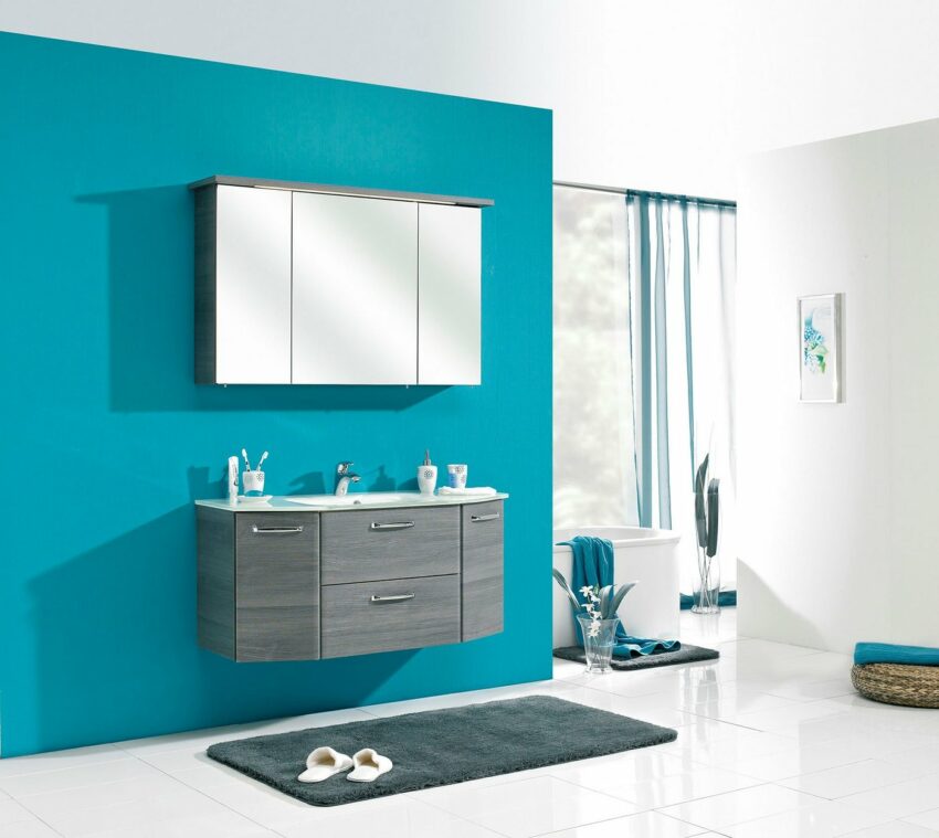 PELIPAL Badmöbel-Set »Quickset 328«, (2-St), Spiegelschrank inkl. LED-Beleuchtung, Waschtisch-Kombination, Glasbecken, Metallgriffe, Türdämpfer-Badmöbel-Sets-Ideen für dein Zuhause von Home Trends
