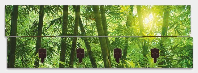 Artland Garderobenpaneel »Asiatischer Bambuswald«, platzsparende Wandgarderobe aus Holz mit 4 Haken, geeignet für kleinen, schmalen Flur, Flurgarderobe-Garderoben-Inspirationen