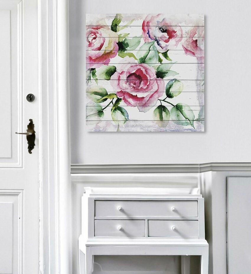 queence Holzbild »Pinke Blüte«, 40x40 cm-Bilder-Ideen für dein Zuhause von Home Trends