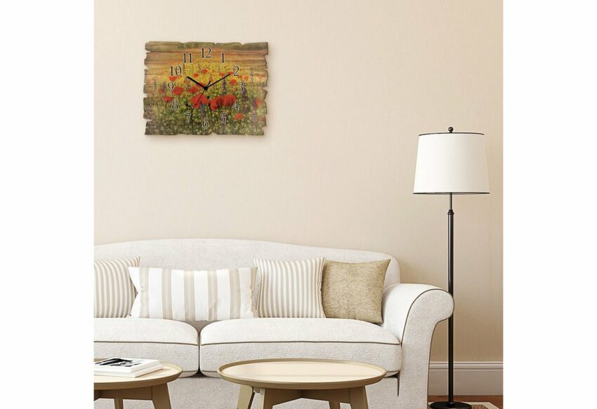 Artland Wanduhr »Holzuhr Mohnblumenfeld« (in vielen Größen & Produktarten - Alubild / Outdoorbild für den Außenbereich, Leinwandbild, Poster, Wandaufkleber / Wandtattoo auch für Badezimmer geeignet)-Uhren-Ideen für dein Zuhause von Home Trends