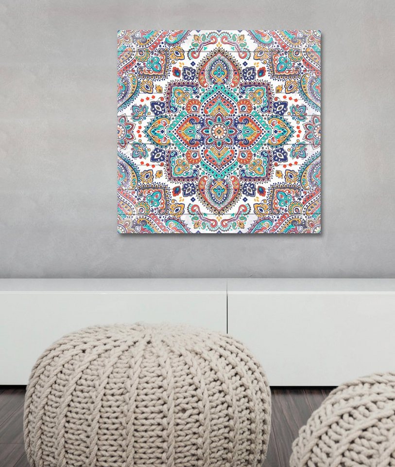 queence Holzbild »Buntes Muster«, 40x40 cm-Bilder-Ideen für dein Zuhause von Home Trends
