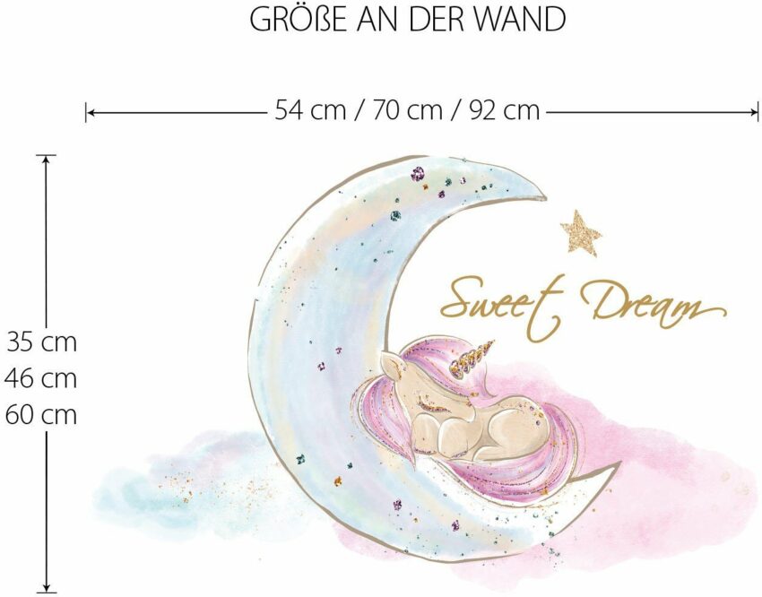 little DECO Wandtattoo »Little Deco Wandtattoo Sweet Dream Einhorn & Mond«-Wandtattoos-Ideen für dein Zuhause von Home Trends