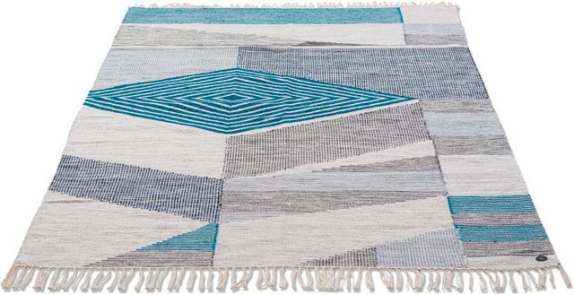 Teppich »Modern Kelim«, TOM TAILOR, rechteckig, Höhe 5 mm, handgewebt, mit Fransen, Boho-Style, Wohnzimmer-Teppiche-Inspirationen