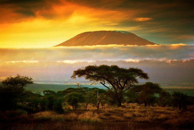 Papermoon Fototapete »Mount Kilimanjaro and Clouds«, glatt-Tapeten-Inspirationen